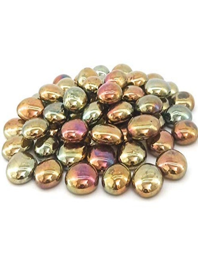 Power Stone Glossy Shiny Round Glass Pebbles for Fish Tank Aquarium Garden Home Outdoor Pathways Decoration (Rainbow Gold, 500 Grams) - Image 1